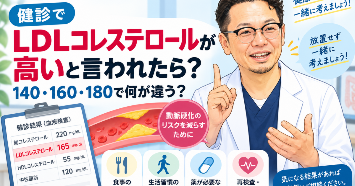 健診でLDLコレステロールが高いと言われたら？140・160・180で何が違う？