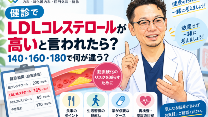 健診でLDLコレステロールが高いと言われたら？140・160・180で何が違う？