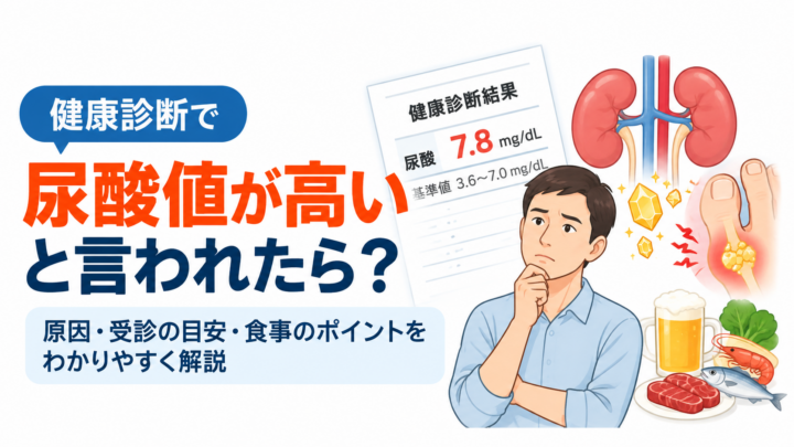 健診で尿酸値が高いと言われたら？痛風発作がなくても確認したいこと